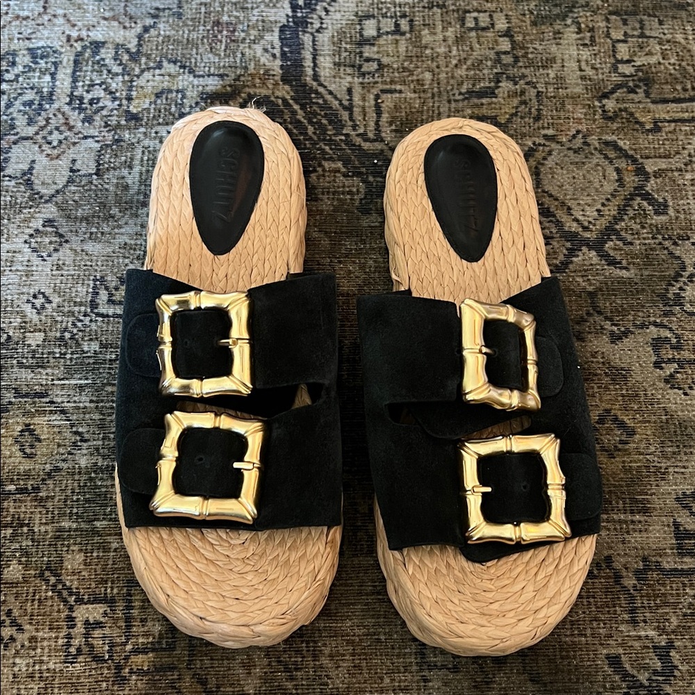 SCHUTZ Enola Rope Flat Sandal Size 9.5 Black - Picture 7 of 10